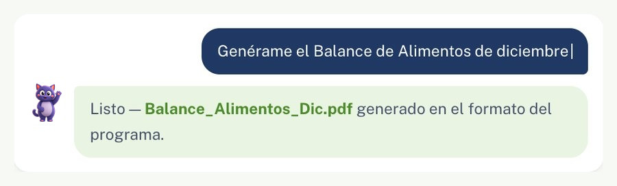 Sofi generando el Balance de Alimentos de diciembre